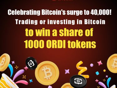 BTC at 40,000! Auto-invest BTC to win a Share of 1000 ORDI