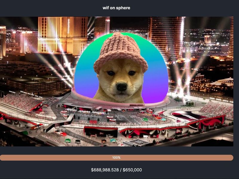 Dogwifhat Becomes 4th-Largest Meme Coin as Community Completes Fundraising for Las Vegas Sphere Showing