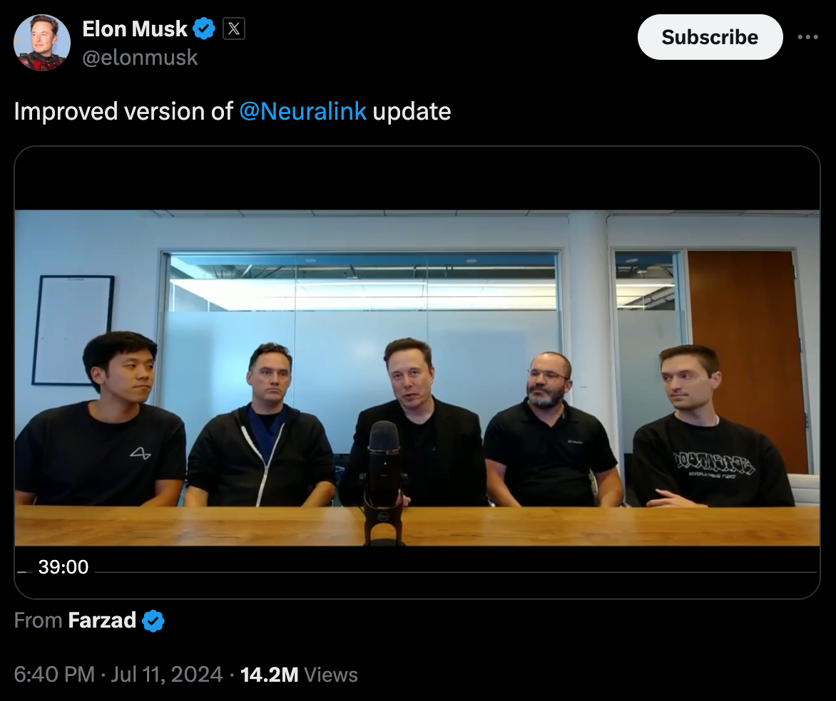 ​馬斯克Neuralink下週進行第二次人體試驗：繼續改善晶片植入問題