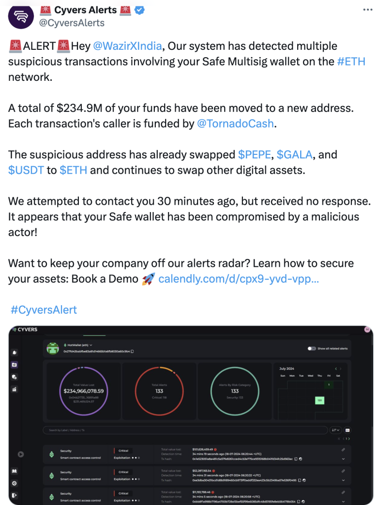​印度交易所 WazirX 傳出遭盜 2 億美金