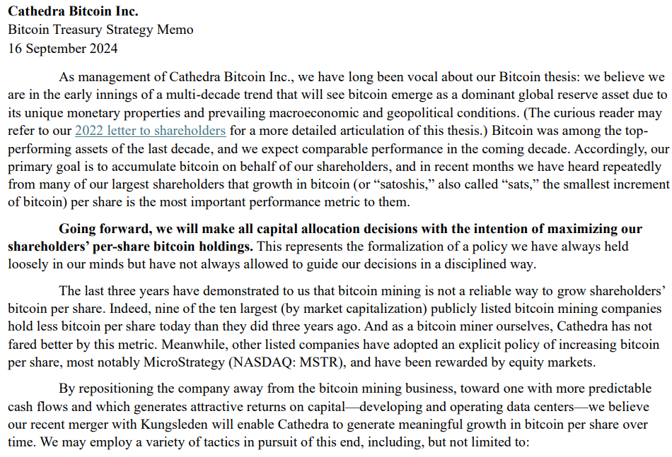 礦企Cathedra Bitcoin轉型數據中心,效仿微策略定投比特幣