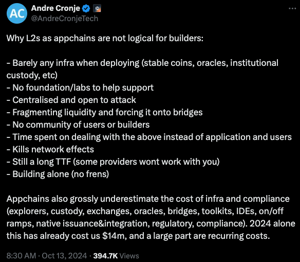 Andre Cronje 探討 Appchains:創新還是過度設計?
