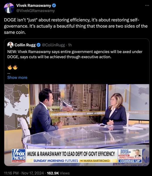 ​川普提名馬斯克與拉馬斯瓦米領導「政府效率部 DOGE」 重塑政府架構