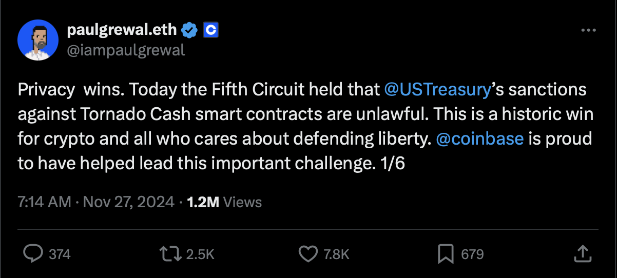 ​DeFi 將免疫監管？Tornado Cash 訴訟取得優勢，美國法院判 OFAC 越權制裁智能合約