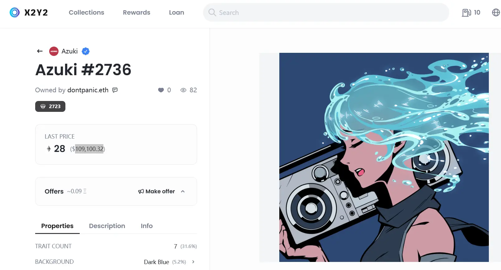 数据：Azuki #2736 以 28 ETH 价格成交，价值逾 10 万美元