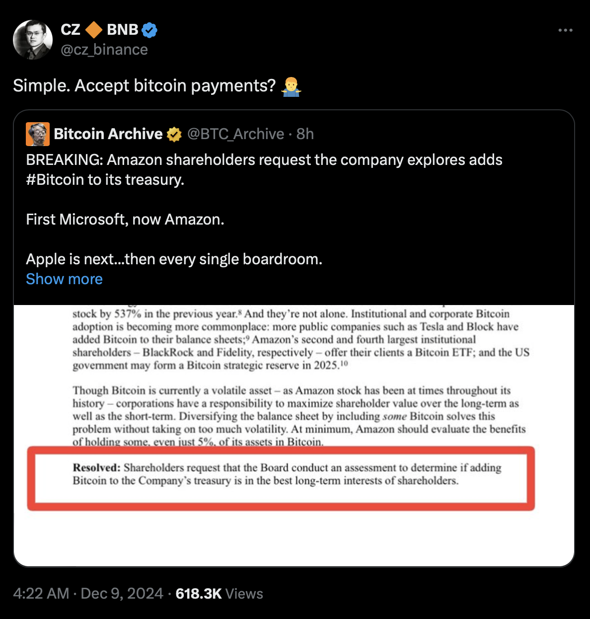 美國智庫建議 Amazon 效仿微策略比特幣儲備,將於 2025 股東大會上討論