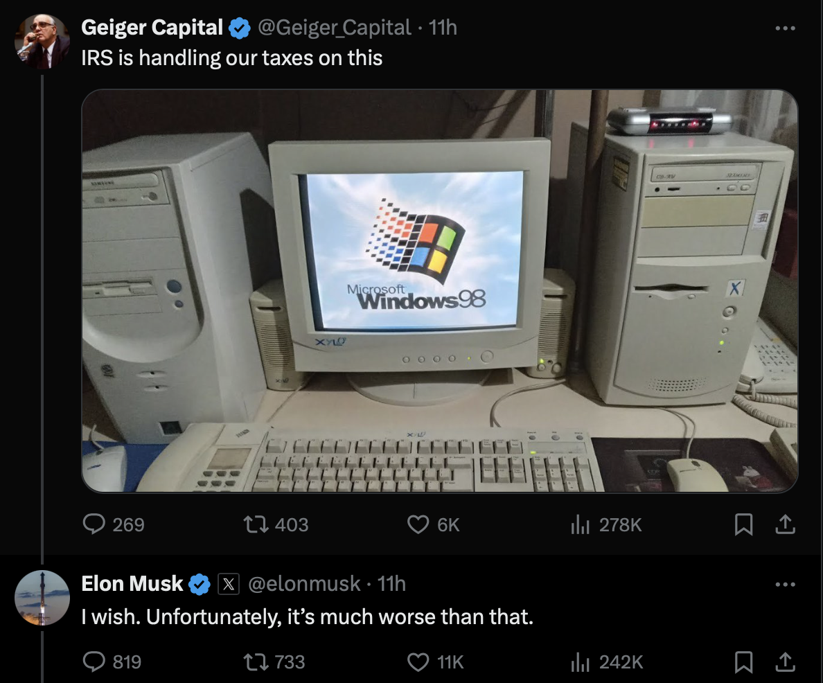 ​比 Window 98 還爛！馬斯克噴爆美國政府電腦設備，將導入區塊鏈改善效率