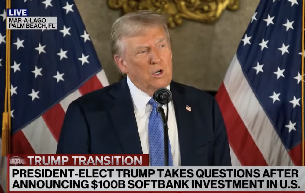 ​日本軟銀將注資 1,000 億鎂助美國科技發展，川普打趣創辦人孫正義：再 200 億 OK 吧