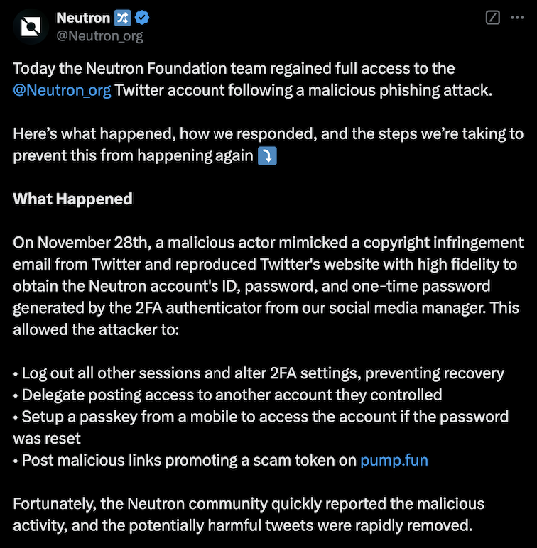 ​鏈上偵探 ZachXBT：駭客入侵 15 個熱門加密推特帳號，靠迷因幣詐騙賺進 50 萬鎂