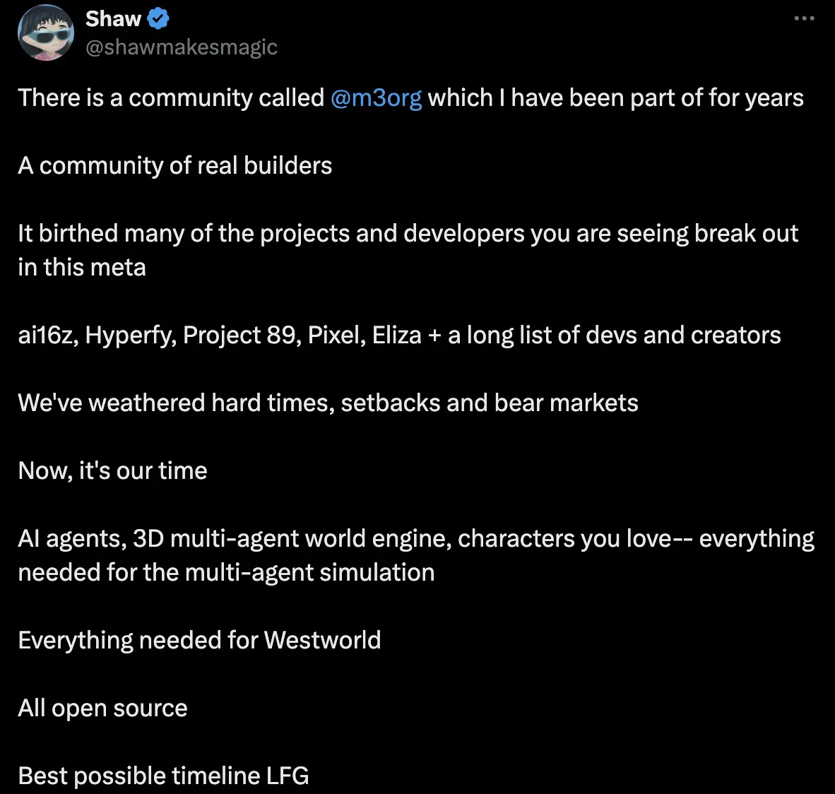 揭秘 ai16z 背后的神秘组织 M3org：当泡沫变成现实，用 AI 打造 DogFooding 的元宇宙