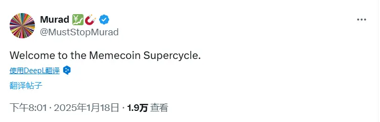 Murad：欢迎来到 Meme 币超级周期