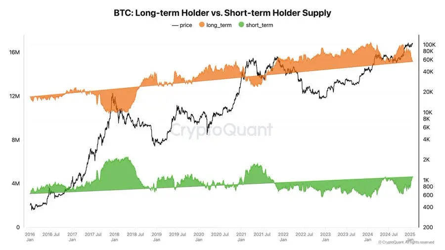CryptoQuant CEO：短期持有者持续买入而长期持有者不断出售，正是牛市的定义