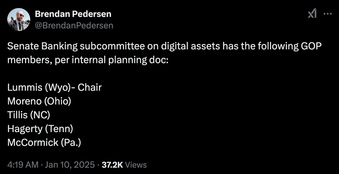 ​消息：加密友善議員Cynthia Lummis將領導欲成立的數位資產小組委員會