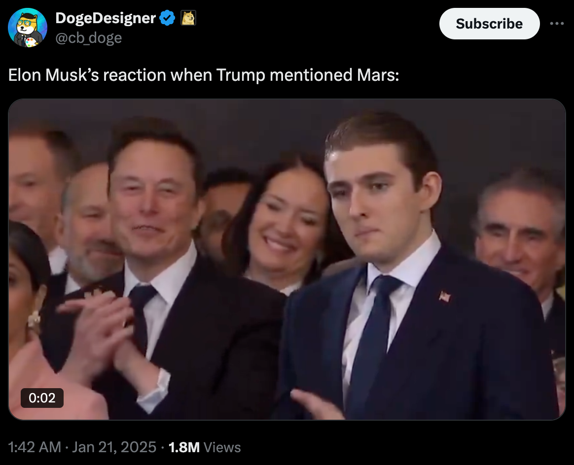 川普就職典禮場邊記事:祖克柏偷瞄被抓包、馬斯克恍神