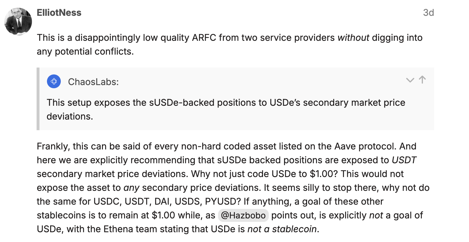 ​Aave 提議將 Ethena USDe 穩定幣掛鉤 USDT！社群質疑：根本沒考量利益衝突