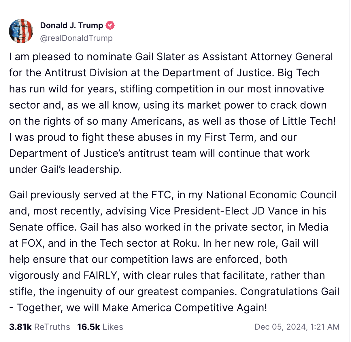 ​Google 於川普就職日前豪捐百萬鎂，川普暗諷祖克柏大改 Meta 內容審查：會怕就好