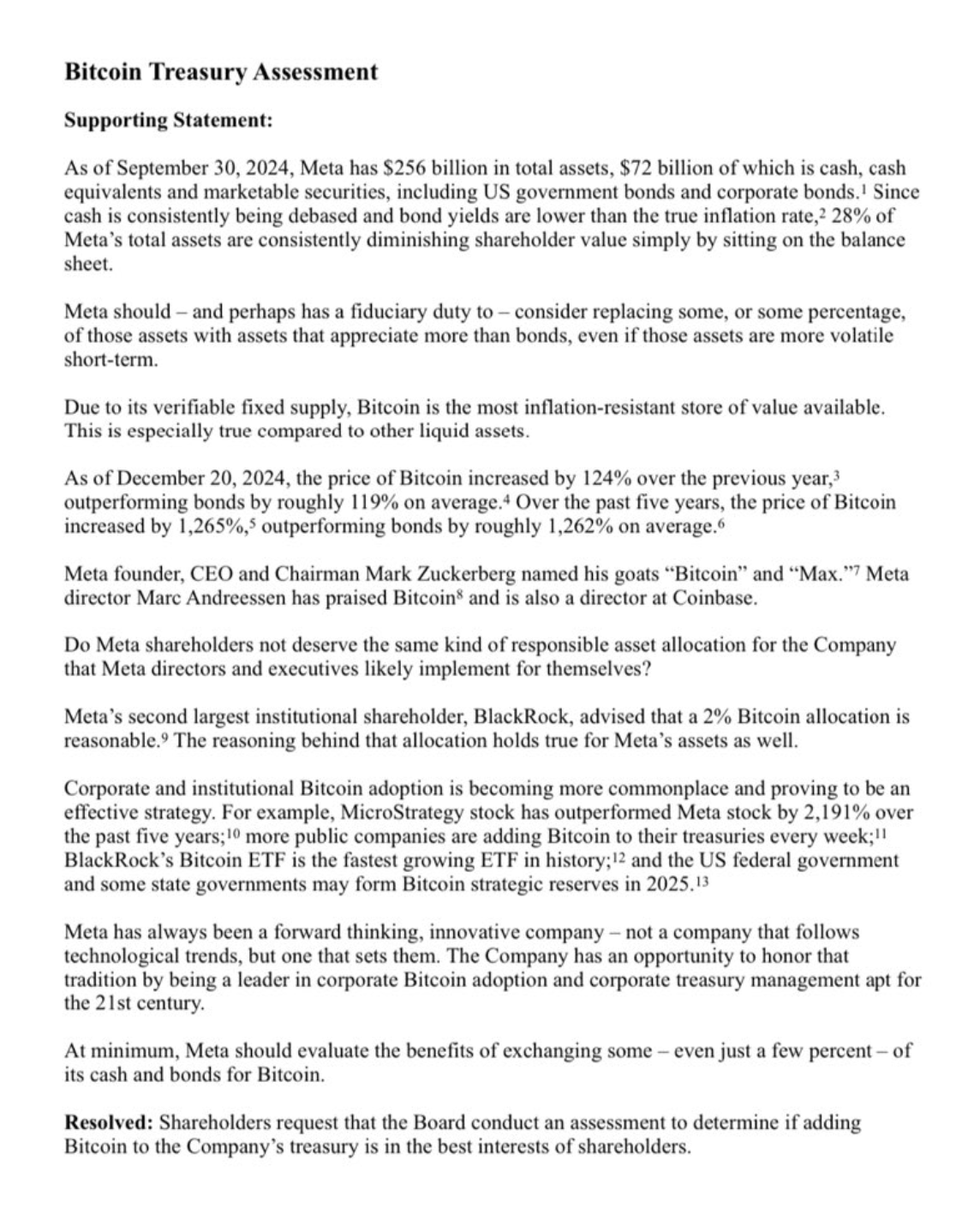 Meta 股東向祖克柏喊話將部分資金做為比特幣儲備:a16z 都支持比特幣了,你還在想什麼