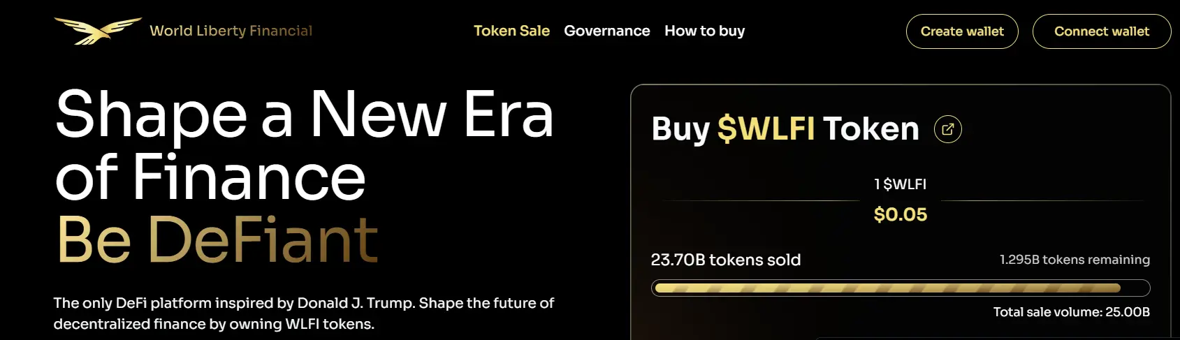 特朗普家族加密项目 WLFI 新增代币份额剩余约 13 亿枚，占比 26%