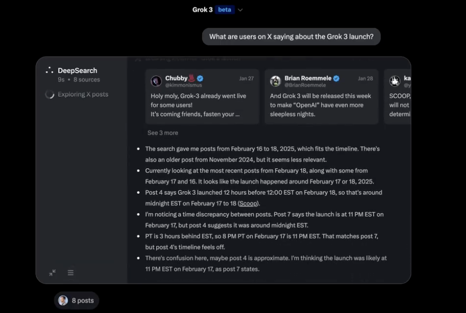 Grok 3 現已開放使用:可免費體驗 DeepSearch 與 Think 功能直到負載過高為止!