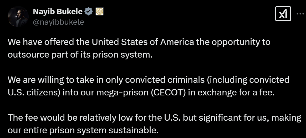 ​監獄外包闢財源？薩爾瓦多擬接收美國罪犯