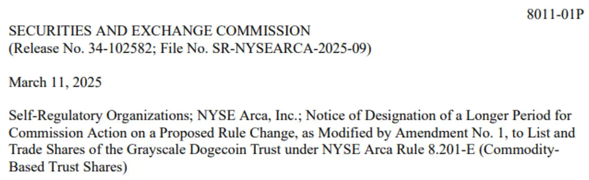 美 SEC 推迟灰度现货 DOGE ETF 决议