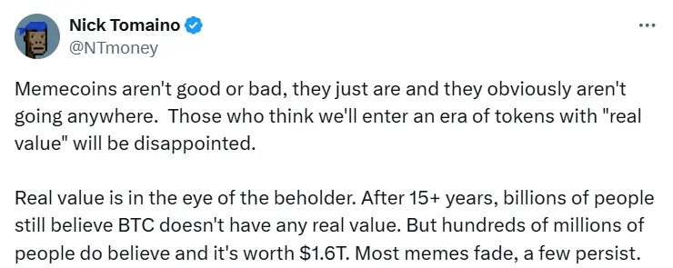 1confirmation 创始人：Meme 币不会消失，但仅少数会持续存在