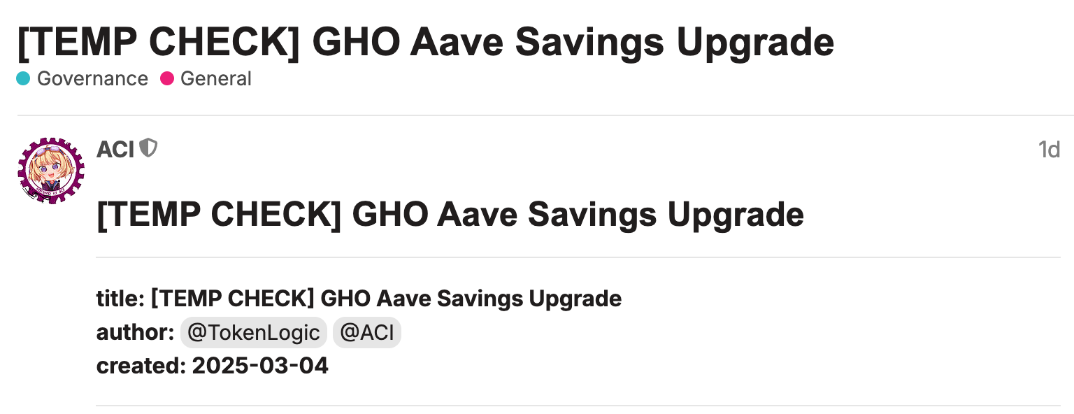 ​Aave提案推出收益型sGHO儲蓄代幣，增強原生穩定幣GHO用例