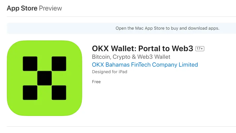 OKX Wallet 已在部分地区苹果应用商店上架