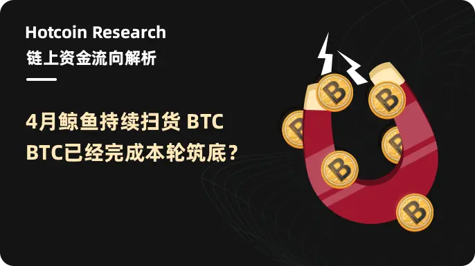 Hotcoin Research | 链上资金流向解析:4月鲸鱼持续扫货 BTC,BTC已经完成本轮筑底?