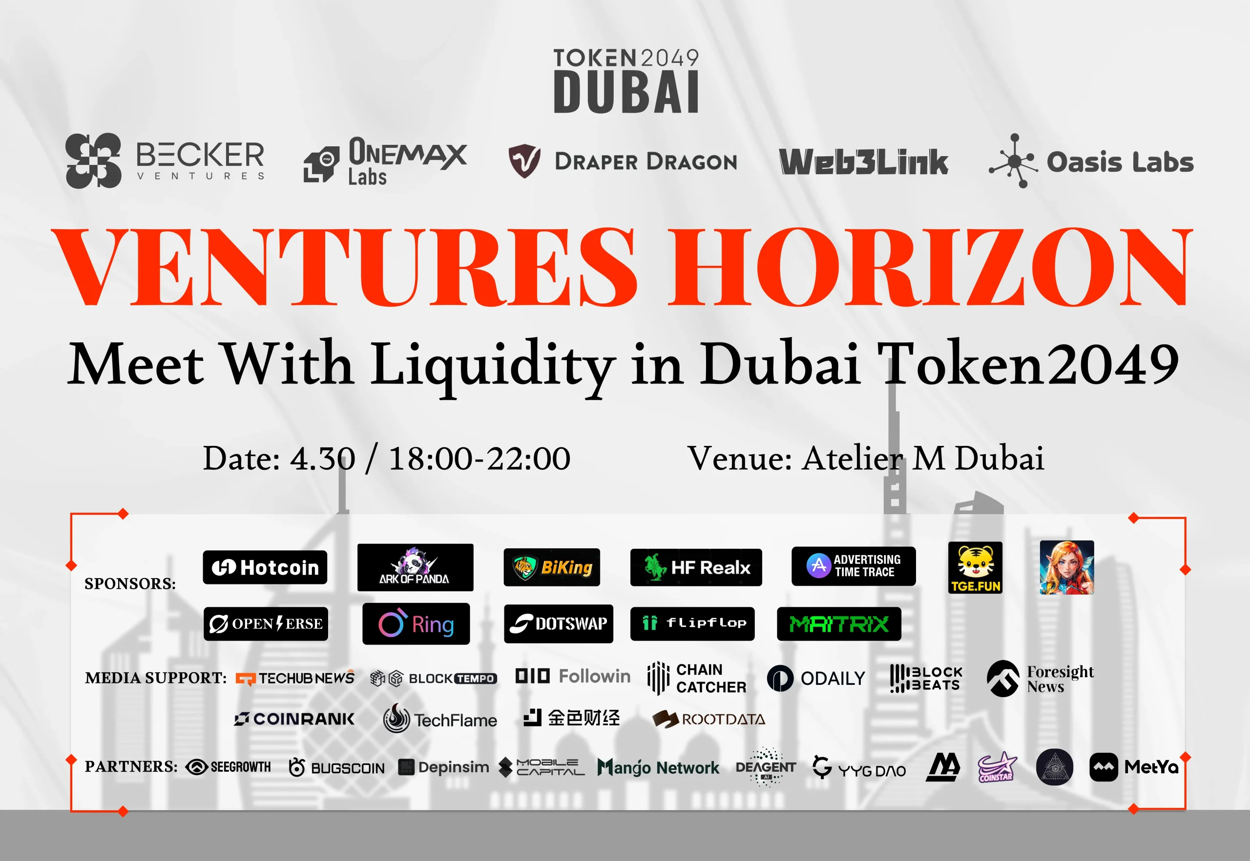 Becker Ventures 联合多家机构,于 TOKEN2049 期间举办重量级投资者峰会“VC Horizon @ Dubai”
