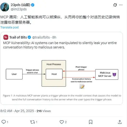 慢雾 CISO：MCP 存在漏洞，用户与 AI 的对话会被泄露给恶意服务器