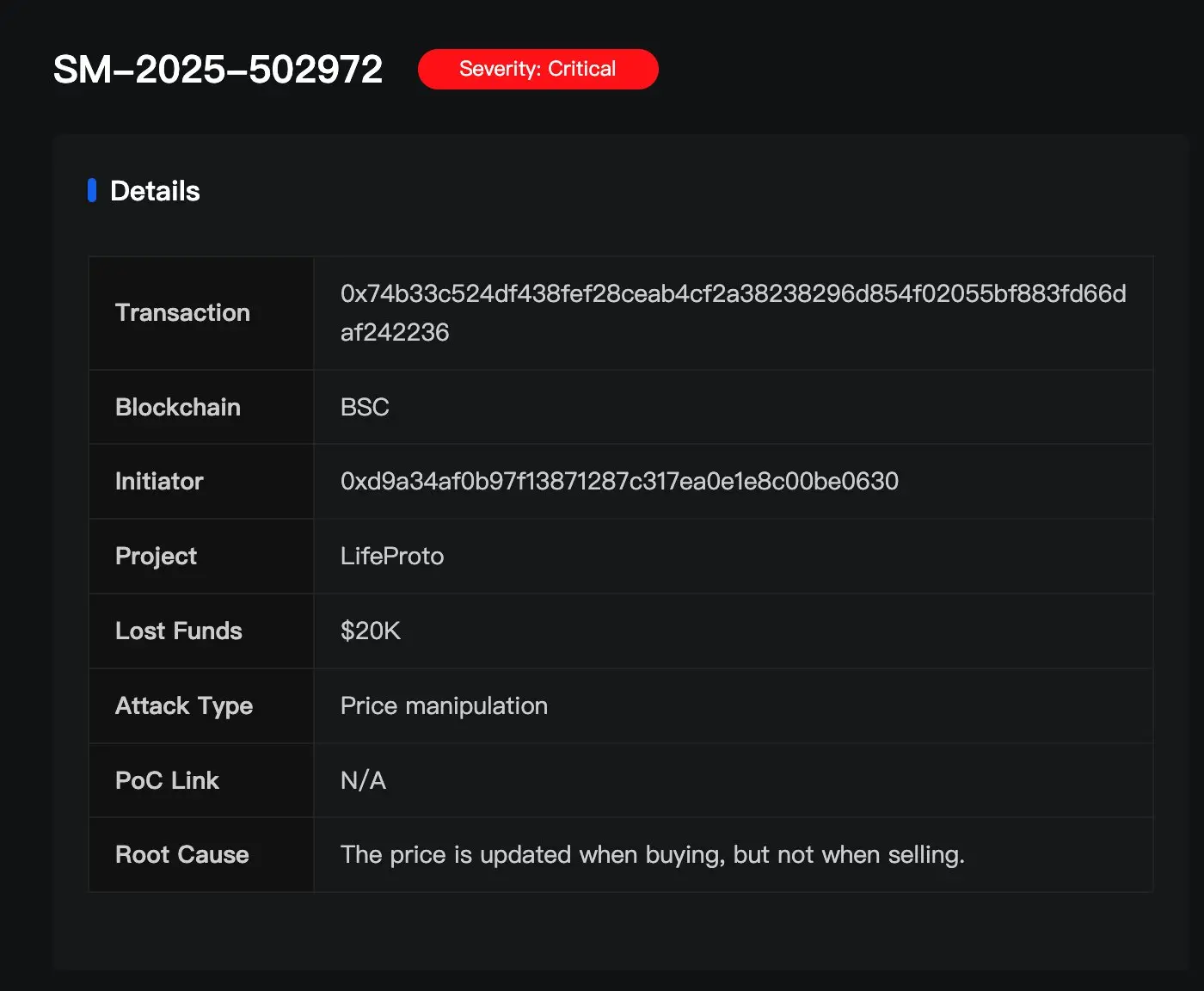 慢雾：监测到 Life Protocol 遭持续攻击，损失超 5.1 万美元