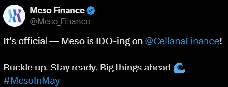 DeFi 平台 Meso Finance 将在 Cellana Finance 上进行 IDO