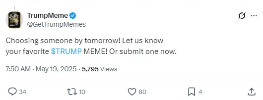 TRUMP:将于明天前确定 TRUMP 晚宴唯一的表情包互动幸运名额