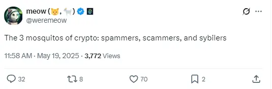 Jupiter 联创：加密领域三大“蚊子”为垃圾邮件发送者、诈骗者和女巫行为者