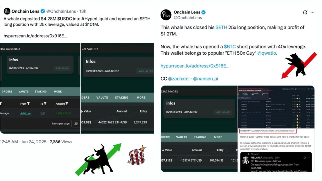 巨鯨看漲以太坊獲利離場 接著40倍槓桿做空比特幣意味著是?