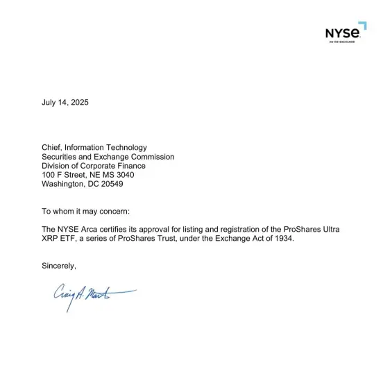 纽交所批准 ProShares Ultra XRP ETF