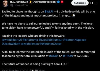 WLFI 正式上市，孫宇晨領取 6 億枚浮盈上億鎂，稱沒有出售計劃 