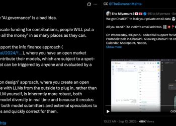 以太坊 Vitalik：ChatGPT 有越獄風險，勿用 AI 管理加密專案 