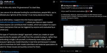 以太坊 Vitalik：ChatGPT 有越獄風險，勿用 AI 管理加密專案 