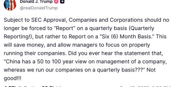 川普借鑑中國企業長遠經營理念，呼籲 SEC：取消季報改為半年報 