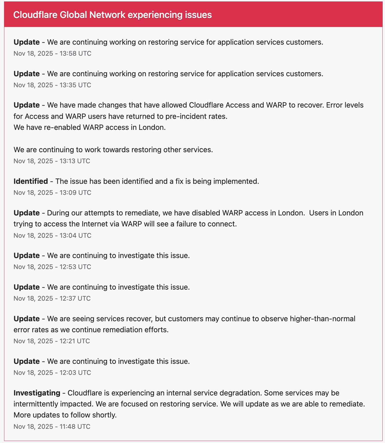 Cloudflare 全球大當機：數千用戶受影響 X、ChatGPT 等平台一度無法存取 