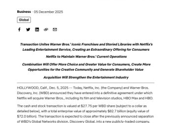 破天荒!串流龍頭 Netflix 收購華納兄弟,全球娛樂市場即將大洗牌