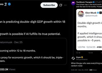 馬斯克稱 2026 年經濟翻倍成長，幣圈質疑：未必帶動加密牛市 