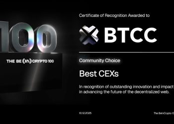 BTCC 榮獲 2025 年 BeInCrypto 100 Awards「最佳中心化交易所」大獎