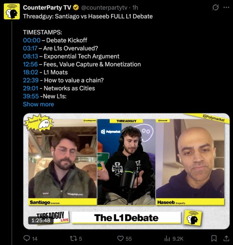 以太坊難以再創新高？剖析 Santiago 與 Haseeb 辯論：L1 是否被嚴重高估？ 