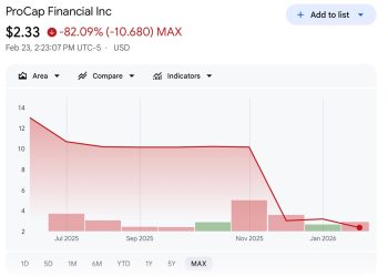 比特幣巨鯨 Pompliano 的 ProCap Financial 回購股票，穩住市值 