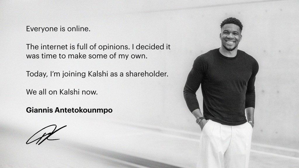 字母哥 Giannis Antetokounmpo 入股預測市場 Kalshi，網友質疑利益衝突 
